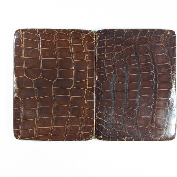 Antique English leather travel wallet, calling card case, passport sleeve - Picture 2 of 12